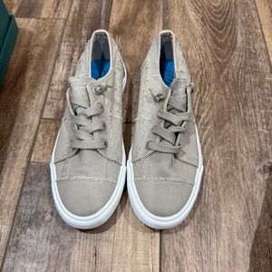 Blowfish Malibu Maxine Taupe Hipster Smoked Twill Distressed Sneakers Size 8